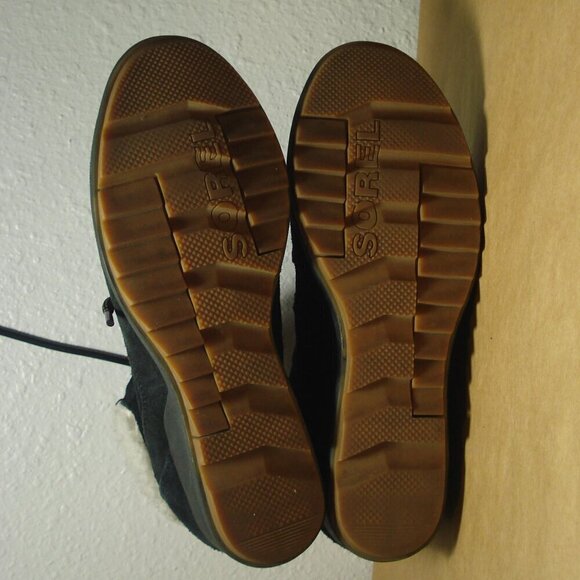 SOREL EVIE Wedge Booties Women's Size 10US 41EUR Black Cozy Lace Up Boots - Picture 2 of 11